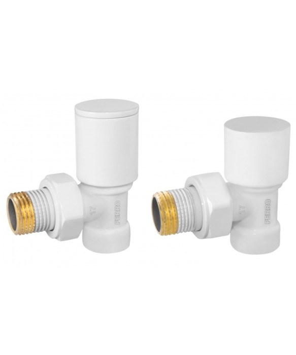 Set robineti Ferro ZGB31WH tur/retur radiator coltari 1/2”, alb [1]