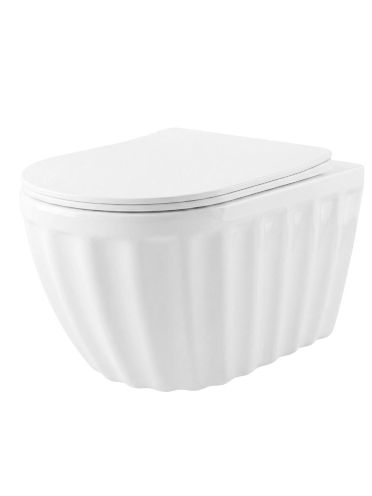 Set: Vas de toaletă suspendat + Lavoar pe blat Rea Duo alb [3]