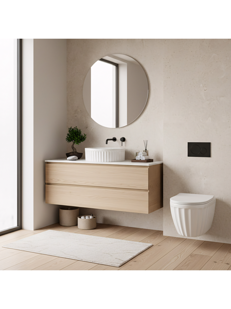 Set: Vas de toaletă suspendat + Lavoar pe blat Rea Duo alb [10]