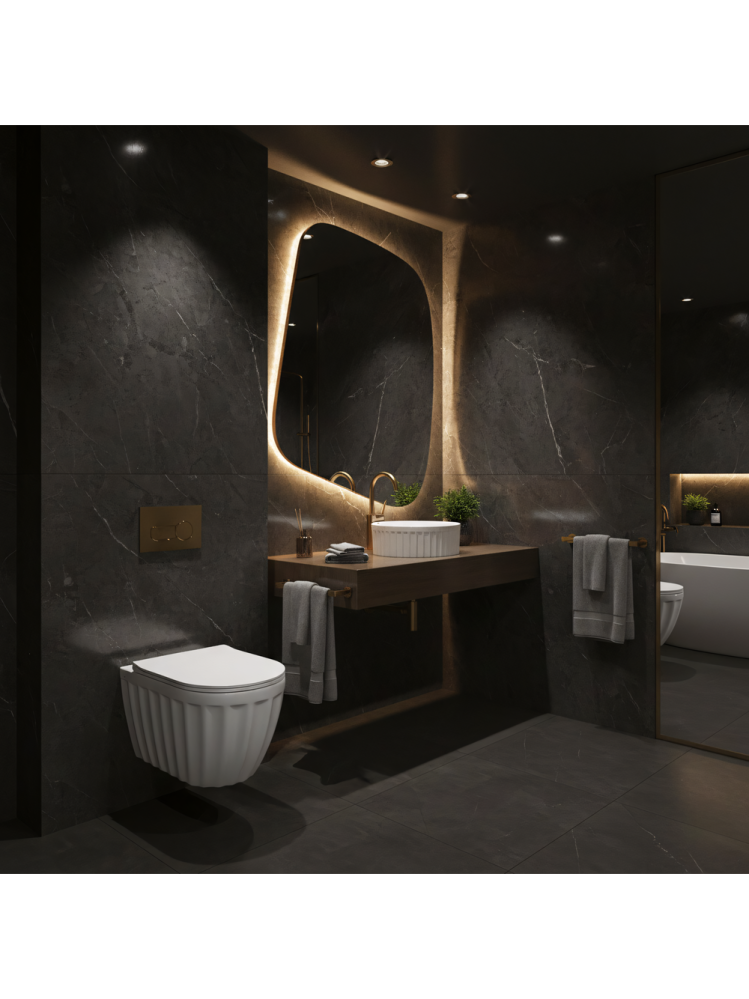 Set: Vas de toaletă suspendat + Lavoar pe blat Rea Duo alb [7]