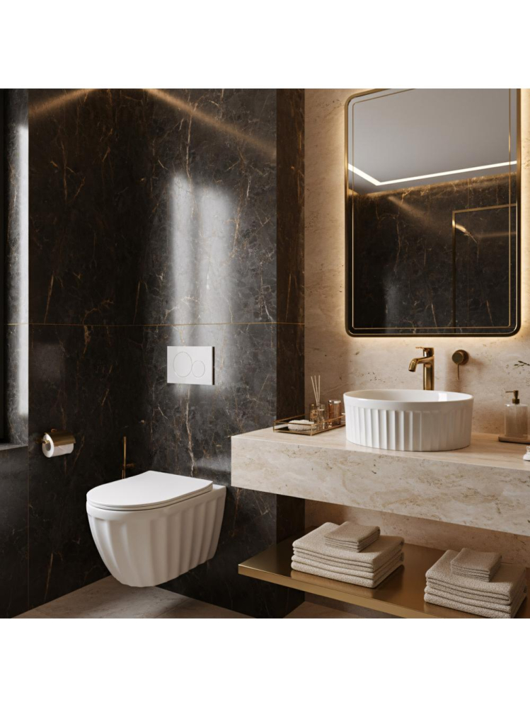 Set: Vas de toaletă suspendat + Lavoar pe blat Rea Duo alb [9]