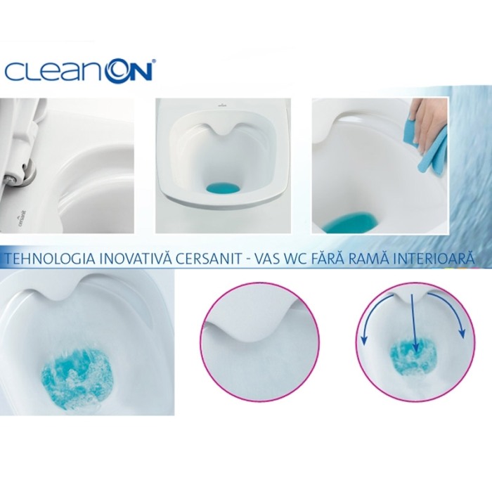 Set vas wc, Cersanit, Carina New, compact, rimless, cu rezervor si capac inclus [4]