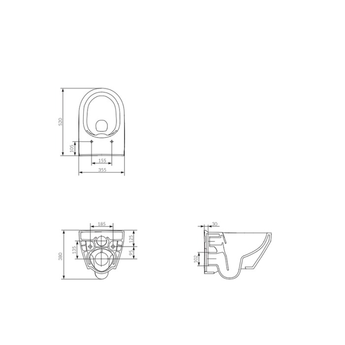 Set vas wc, Cersanit, Crea, oval, suspendat cu capac soft-close si easy off inclus [2]