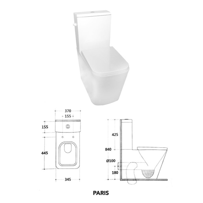 Set vas WC Fluminia, Paris, stativ, BTW, rimless cu rezervor si capac soft-close si easy off inclus [2]