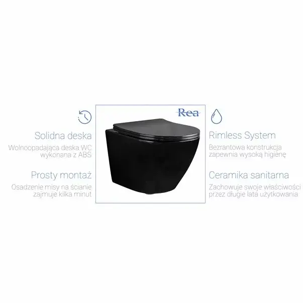 Set vas wc negru suspendat Rea Carlo Mini rimless capac slim softclose [4]