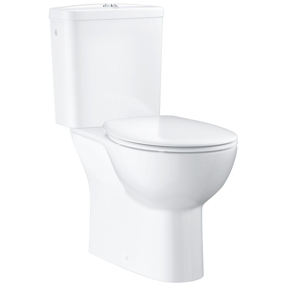 Set Vas WC pe pardoseala cu rezervor aparent si capac soft close Grohe Bau Ceramic Rimless 36x70 cm evacuare verticala [1]