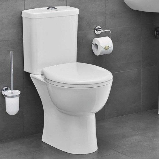 Set Vas WC pe pardoseala cu rezervor aparent si capac soft close Grohe Bau Ceramic Rimless 36x70 cm evacuare verticala [3]