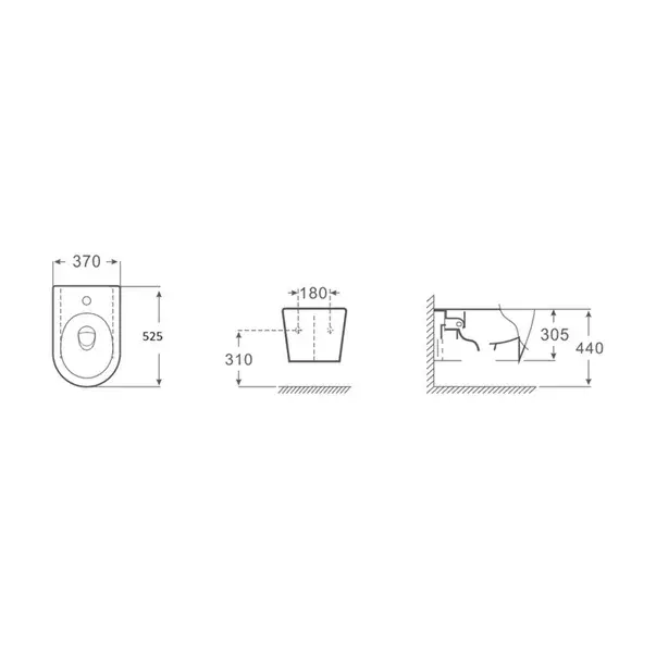 Set vas wc rimless cu capac softclose si bideu Fluminia Minerva negru mat [6]