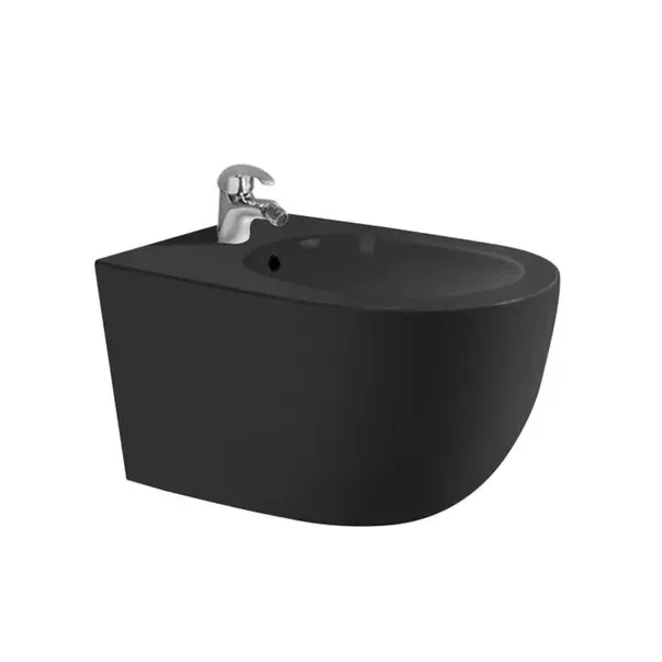 Set vas wc rimless cu capac softclose si bideu Fluminia Minerva negru mat [4]