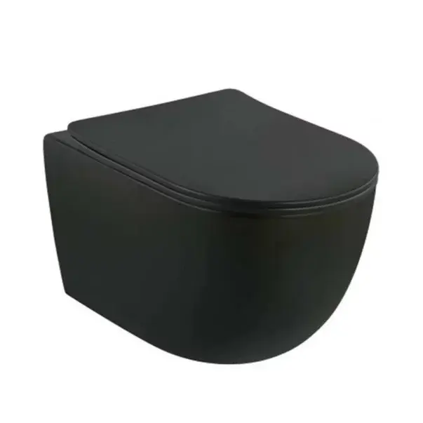 Set vas wc rimless cu capac softclose si bideu Fluminia Minerva negru mat [5]
