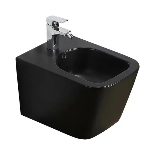 Set vas wc rimless suspendat Fluminia Paris cu capac softclose negru mat + bideu suspendat Fluminia Paris negru mat [6]