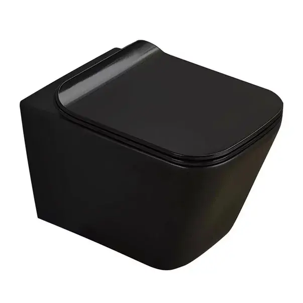 Set vas wc rimless suspendat Fluminia Paris cu capac softclose negru mat + bideu suspendat Fluminia Paris negru mat [3]