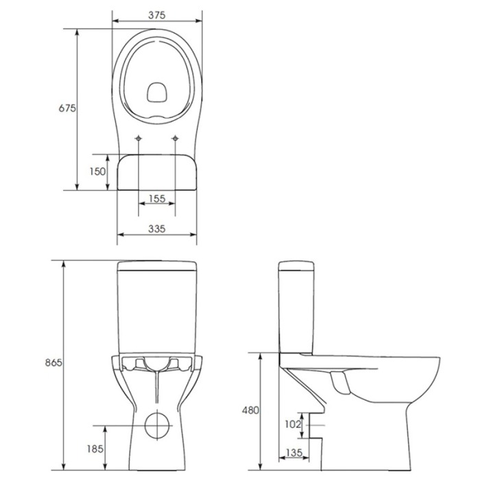Set vas WC stativ, Cersanit, Etiuda, cu rezervor, pentru persoanele cu dizabilitati, alb [2]