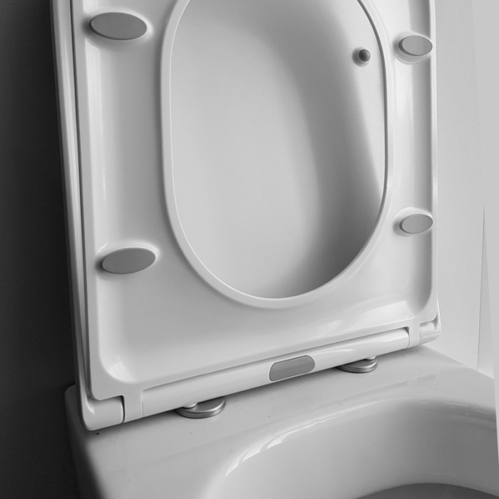 Set vas WC stativ Hatria, Bianca, back-to-wall, cu capac WC, rimless, alb [4]
