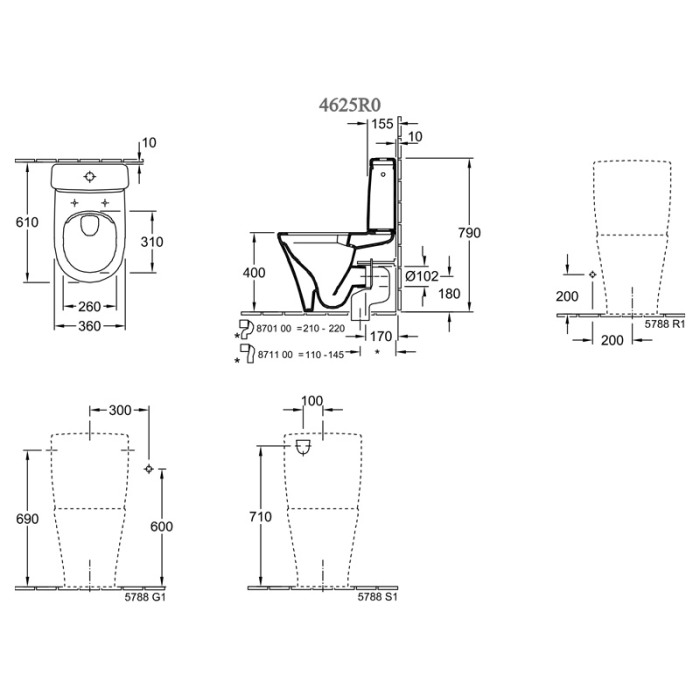 Set vas WC stativ rimless Villeroy &amp; Boch, O.Novo, compact, direct flush, cu rezervor si capac soft close, alb [2]