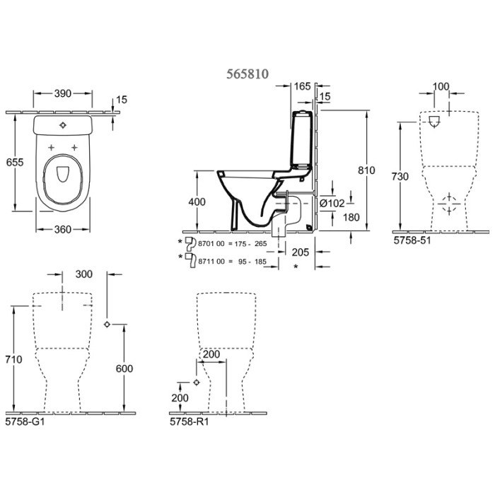 Set vas WC stativ Villeroy &amp; Boch, O.Novo, back-to-wall, alb [2]