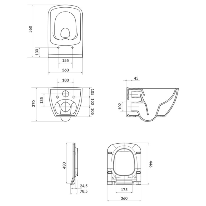 Set vas wc suspendat, Cersanit, Virgo, capac cu soft close si quick release, alb [2]