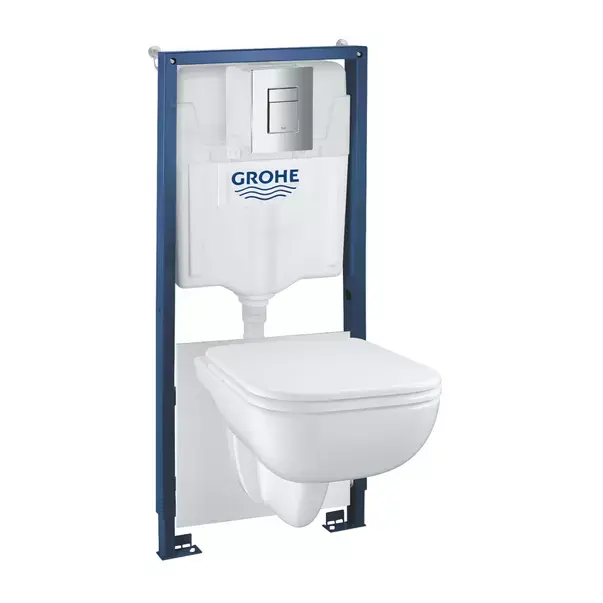 Set vas WC suspendat cu capac Grohe Start Edge rezervor incastrat Solido 5 in 1 cu clapeta crom Even [1]