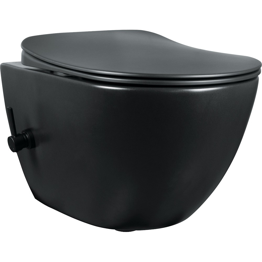 Set vas WC suspendat cu functie de bideu Deante Peonia Zero negru si capac inchidere lenta [1]