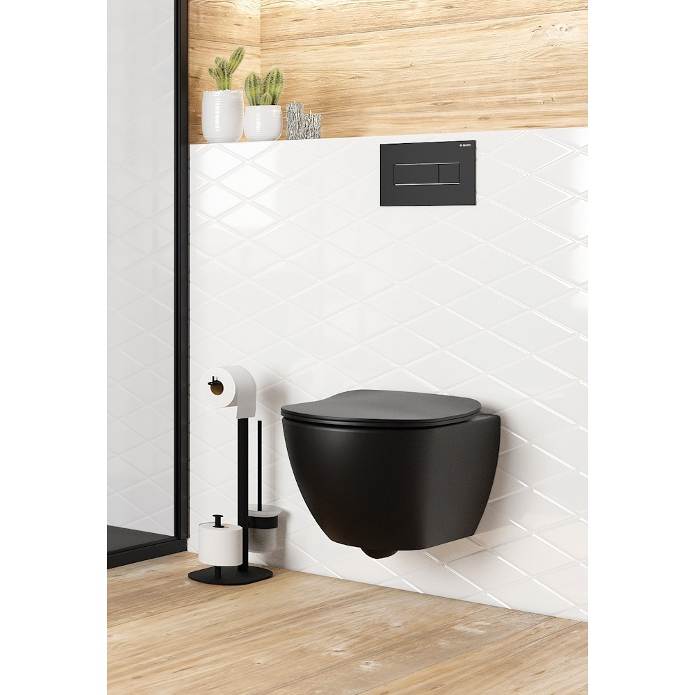 Set vas WC suspendat cu functie de bideu Deante Peonia Zero negru si capac inchidere lenta [4]