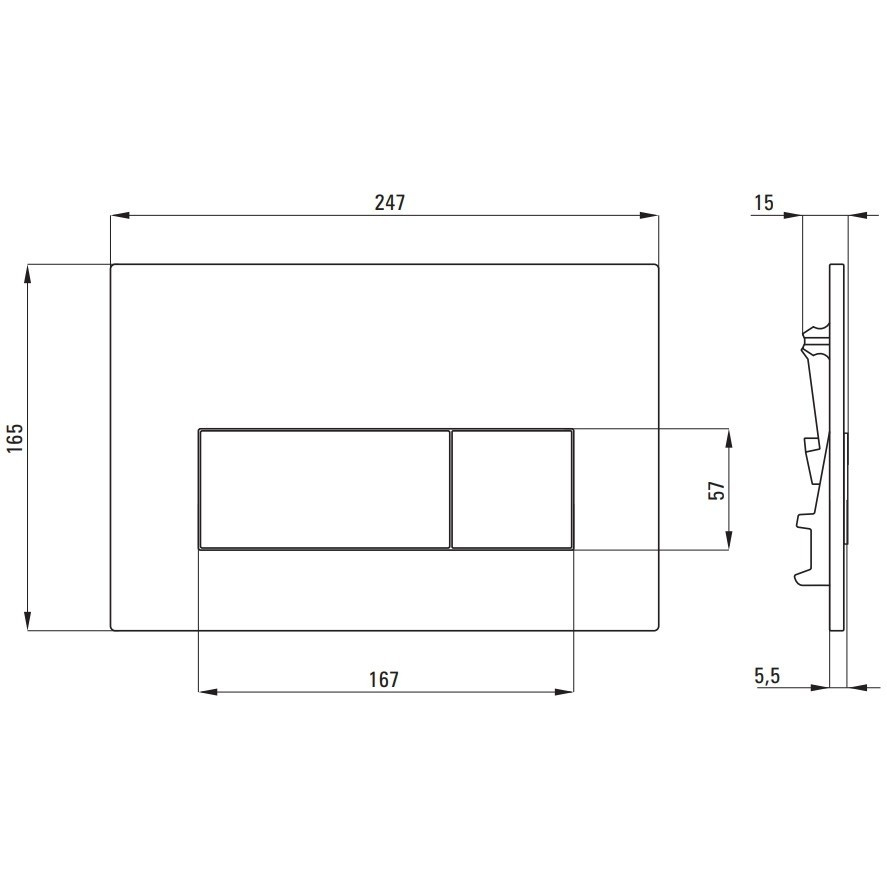 Set Vas WC suspendat cu rezervor incastrat, capac soft close si clapeta de actionare alba Deante Avis Rimless 35x50 cm evacuare orizontala [5]