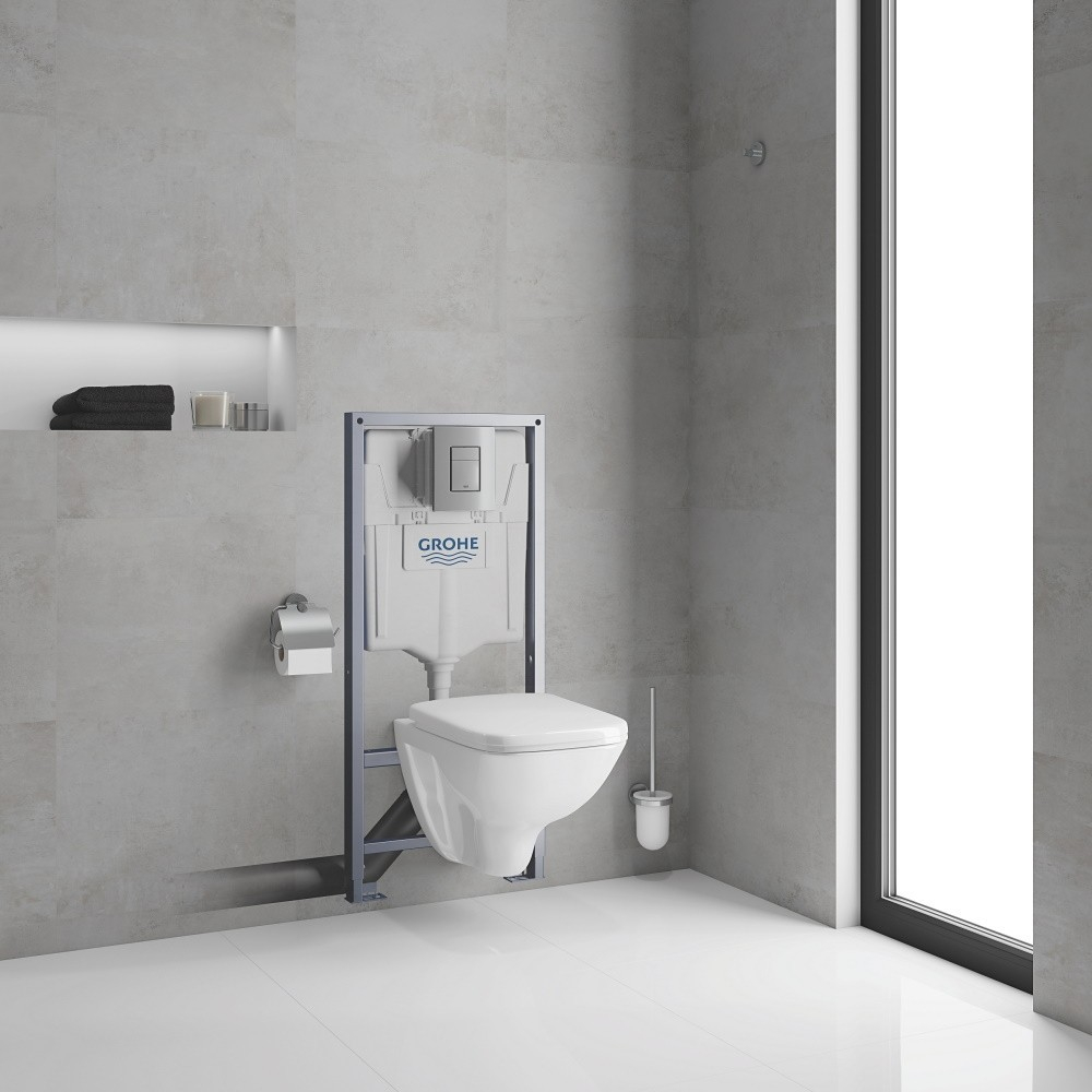Set Vas WC suspendat cu rezervor incastrat, clapeta si capac Grohe Solido Square 37x53 cm evacuare orizontala [4]