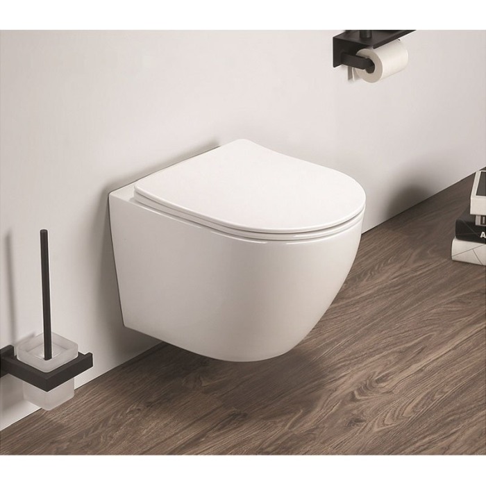 Set vas WC suspendat, Fluminia, Alfonzo, cu capac quick release si soft close, alb [3]