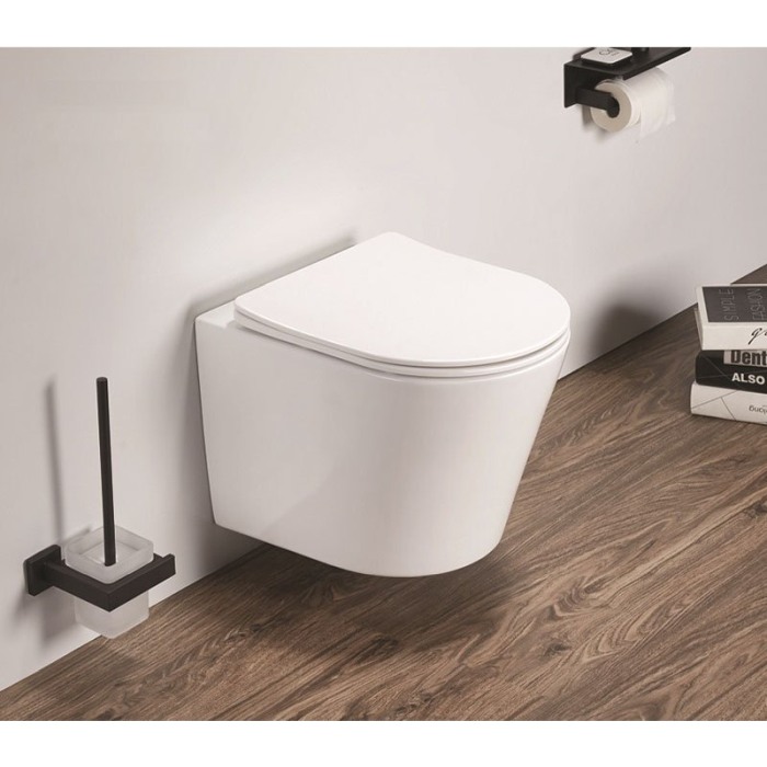 Set vas wc suspendat, Fluminia, Clementina, cu capac quick release si soft close, alb [3]
