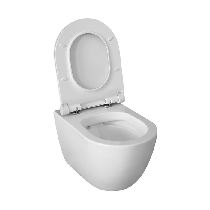 Set vas WC suspendat, Fluminia, Minerva, rimless, cu capac quick release si soft close, alb [3]