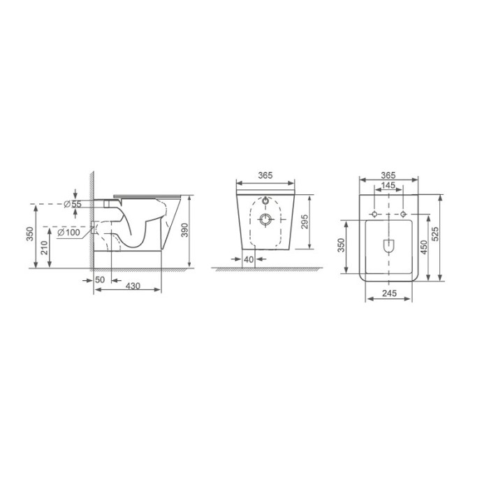Set vas WC suspendat, Fluminia, Paris, rimless, cu capac quick release si soft close, negru mat [2]