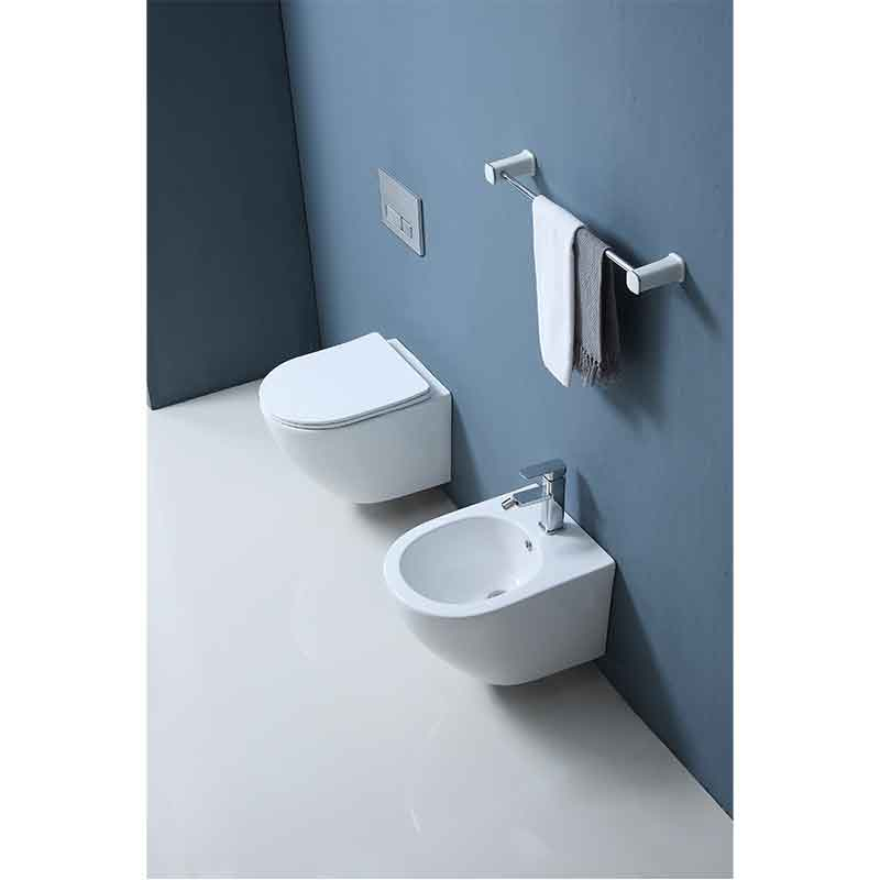 Set vas WC suspendat Fluminia Ricci Tornado spalare cu vartej 36 x 49 cm alb [3]