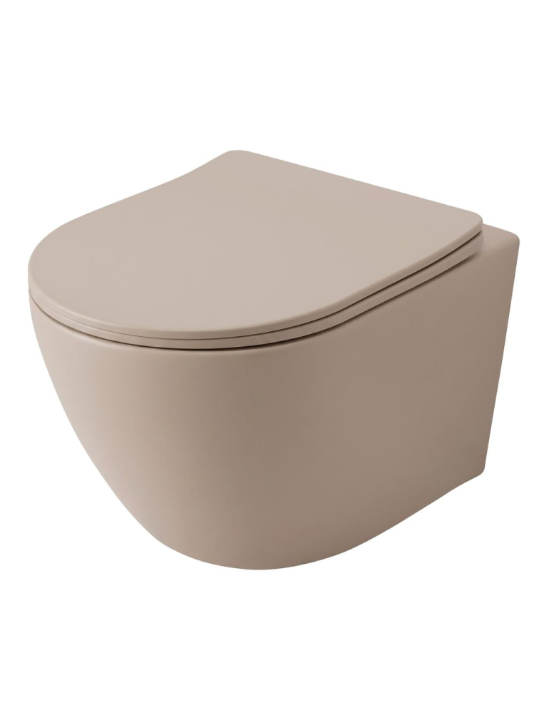 Set vas WC suspendat Rimless Tornado lavoar pe blat Rea Focus Taupe mat 485x360x320 mm [5]