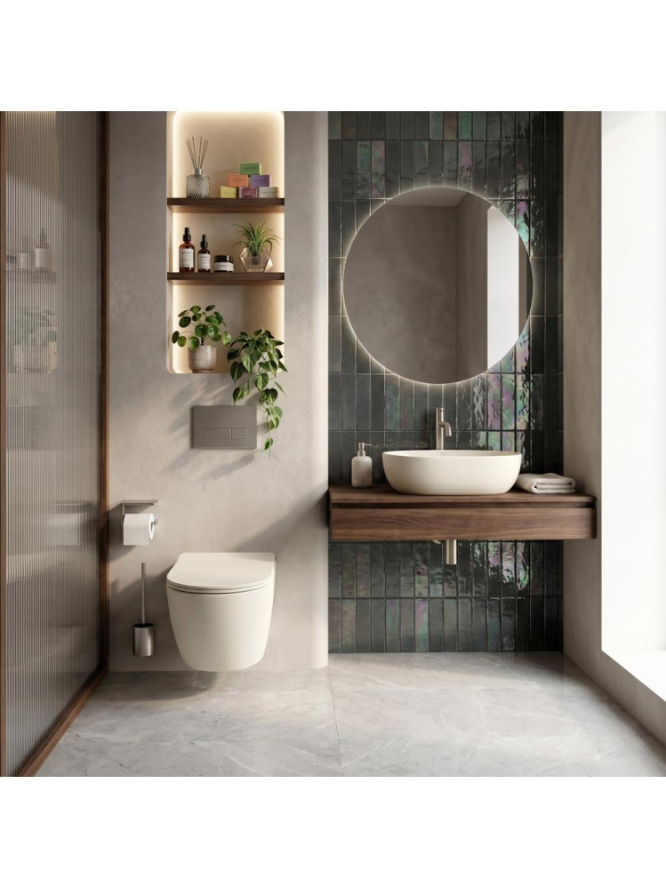 Set Vas WC Suspendat Lavoar pe Blat Rea Focus Creme Ecru Mat 485x360x320 mm [5]