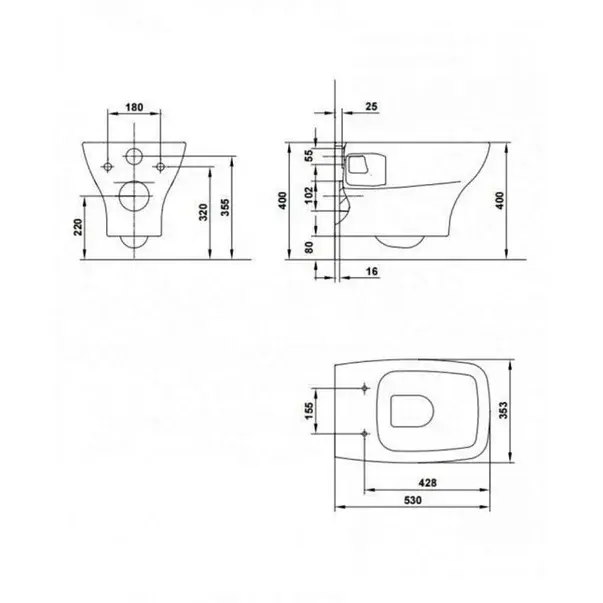 Set vas wc suspendat Gala Street Square alb si capac slim softclose [2]