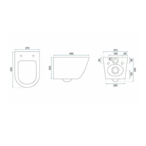Set vas WC suspendat Rea Carlo rimless auriu - alb cu capac softclose [2]