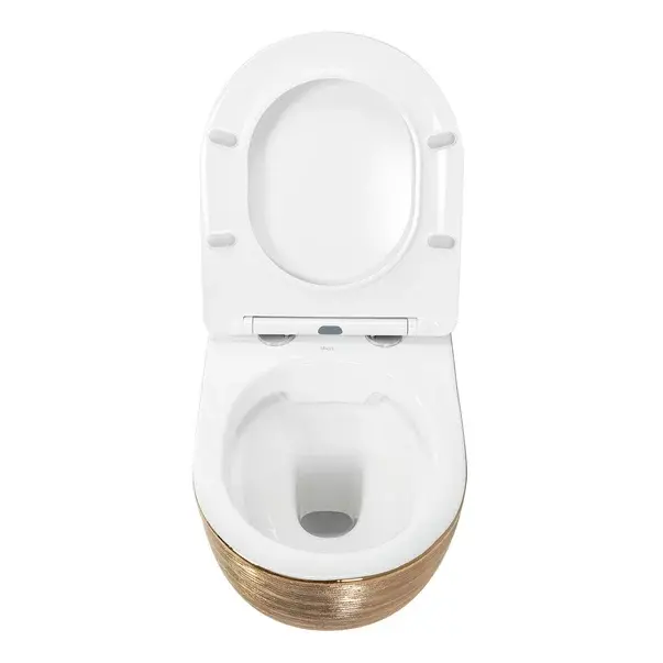 Set vas wc suspendat Rea Carlo rimless auriu periat cu capac softclose [5]