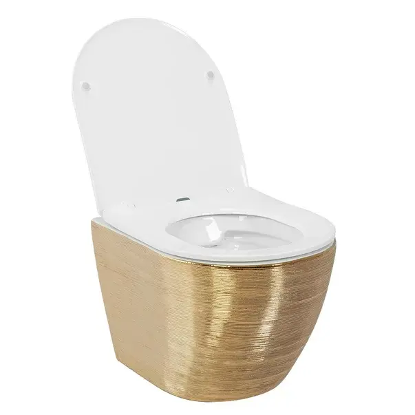 Set vas wc suspendat Rea Carlo rimless auriu periat cu capac softclose [4]