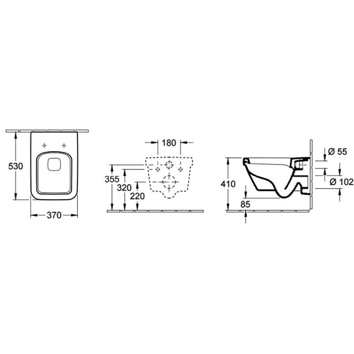 Set vas WC suspendat Villeroy &amp; Boch, Architectura, direct flush, dreptunghiular, cu capac soft close, quick release, alb [2]