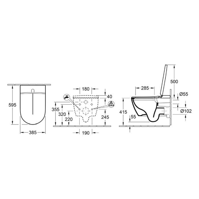 Set vas WC suspendat, Villeroy &amp; Boch, ViClean-I100, DirectFlush, vas cu functie de bideu, alb [2]