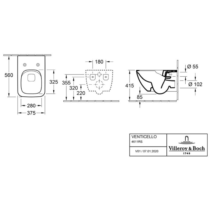 Set vas wc suspendat, Villeroy & Boch, Venticello, cu capac soft close si quick release, alb alpin [2]