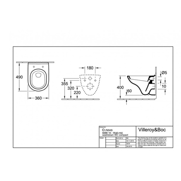 Set vas WC Villeroy & Boch, O. Novo, suspendat COMPACT, Ceramic Plus, cu capac soft close, alb [2]