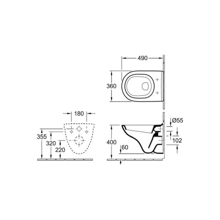 Set vas WC Villeroy & Boch, O.Novo, suspendat COMPACT, cu capac soft close, alb [2]
