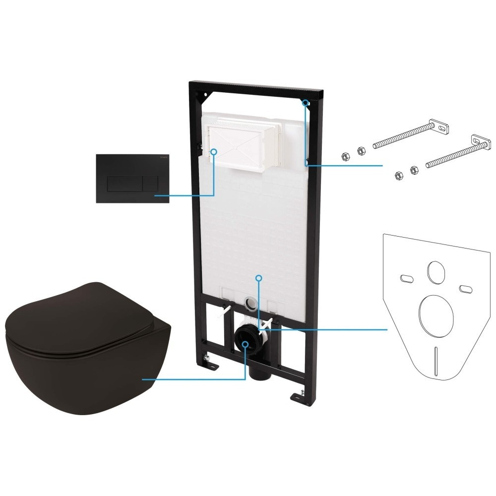 Set WC Deante Peonia incastrat 6 in 1 negru [1]