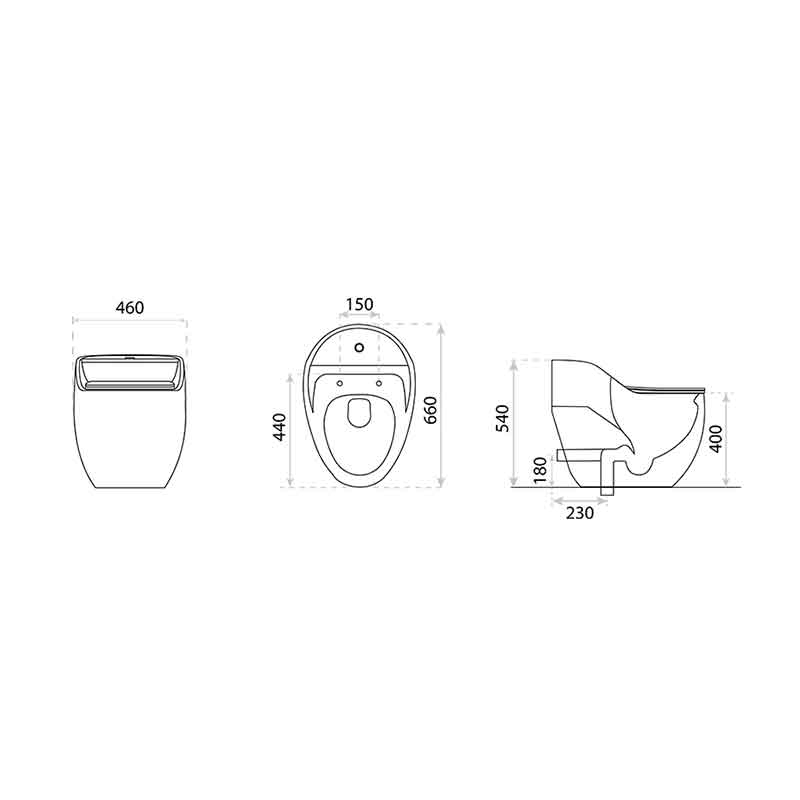 Set WC monobloc, Spectrum, Olimpos, Rimless Protect, cu capac și rezervor, negru mat [3]