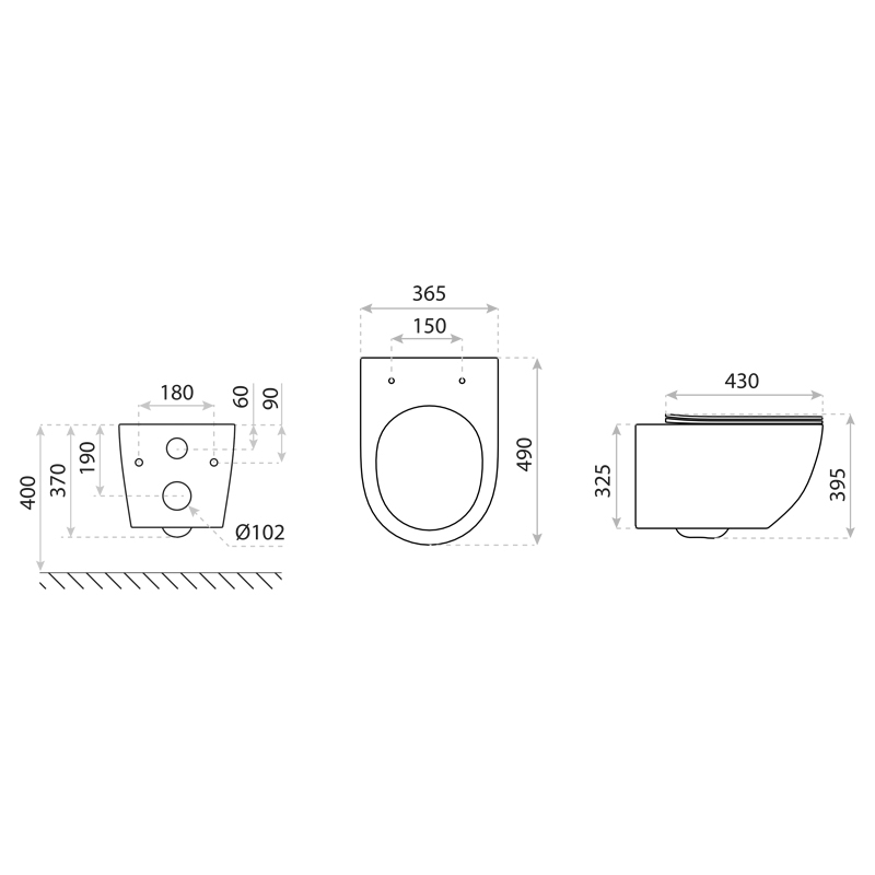 Set wc suspendat Spectrum, Trendi Stone, rimless cu capac inclus, 35.5 x 51.5 cm, alb mozaic [5]