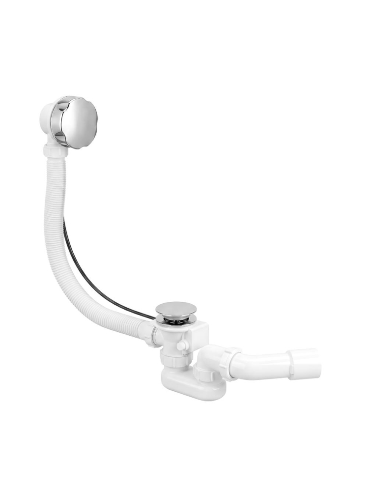 Sifon automat pentru cada Rea crom lucios cu preaplin PVC aluminiu 48mm [8]