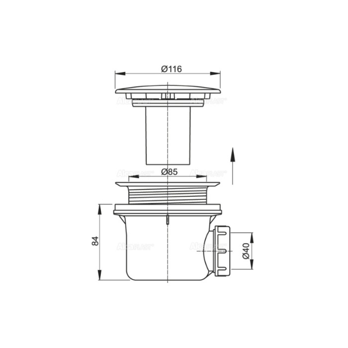 Sifon cadita Alcaplast, dus 90 mm, crom [2]