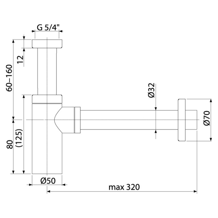 Sifon de lavoar, AlcaPlast, metalic, DN32, bronz antic [2]