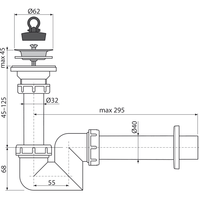 Sifon lavoar cu sita din otel inoxidabil A412-DN40 [3]