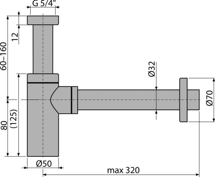 Sifon lavoar dn 32, design metal, rotund - a400 [3]